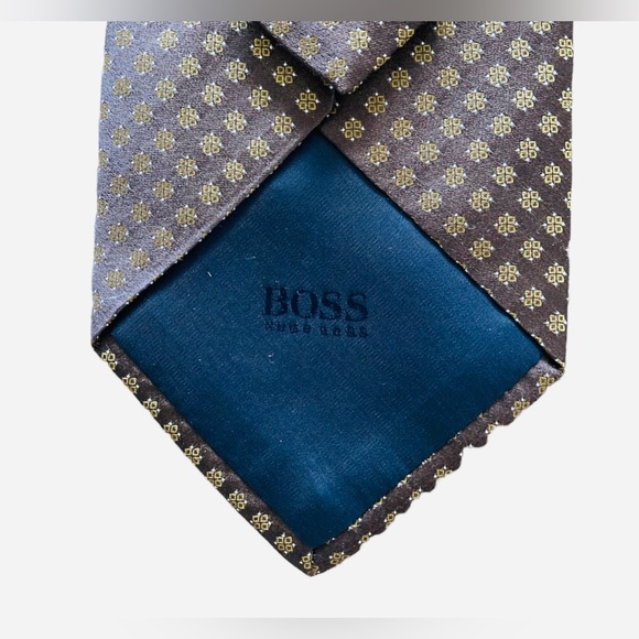 Boss Hugo Boss Silk Brown & Gold Tie - Made in Italy - Picture 5 of 7